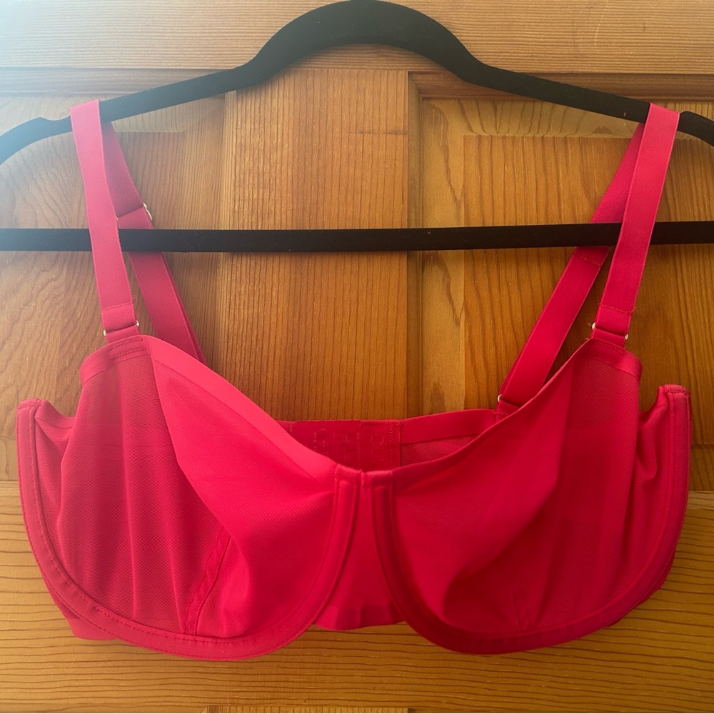 Cuup sheer balconette bra pink 32f